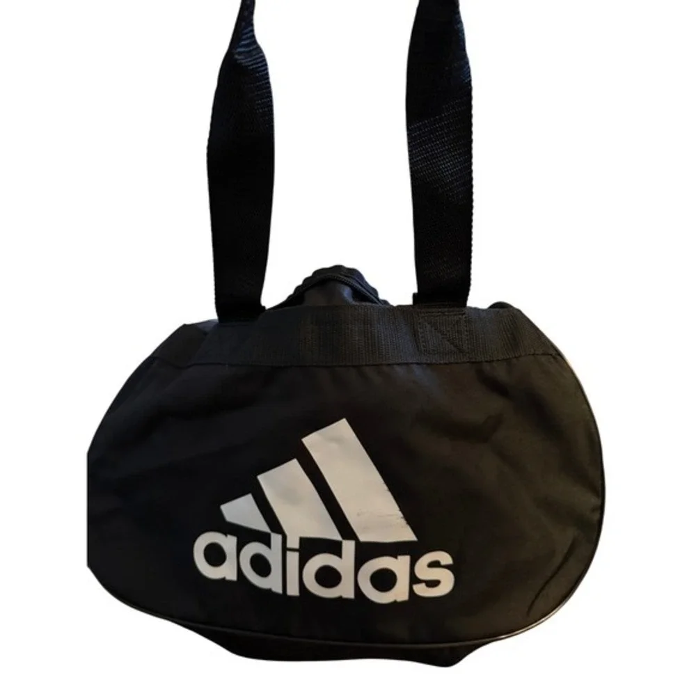 Adidas Duffel Bag Men Medium Black Excellent Sport Gym Travel Logo Carryall